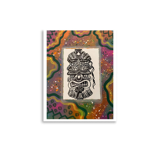 Abstract & Mandala Tiki Mask Print